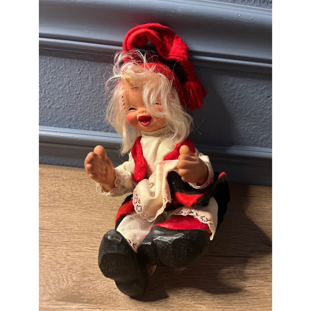 Vintage Scandinavian Gnome Doll Red Hat Folk Art Christmas Figure